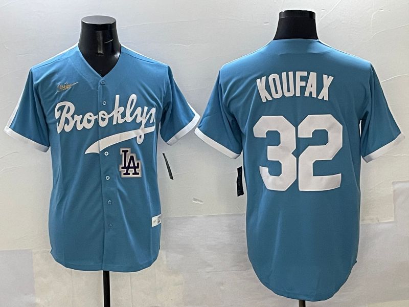 Men Los Angeles Dodgers #32 Koufax Light Blue Throwback 2025 Nike MLB Jersey style 43